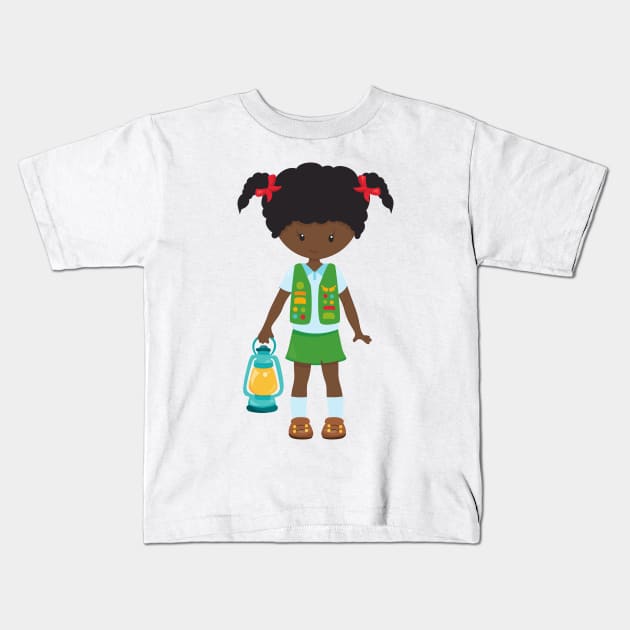 Girl Scout, African American Girl, Little Girl Kids T-Shirt by Jelena Dunčević